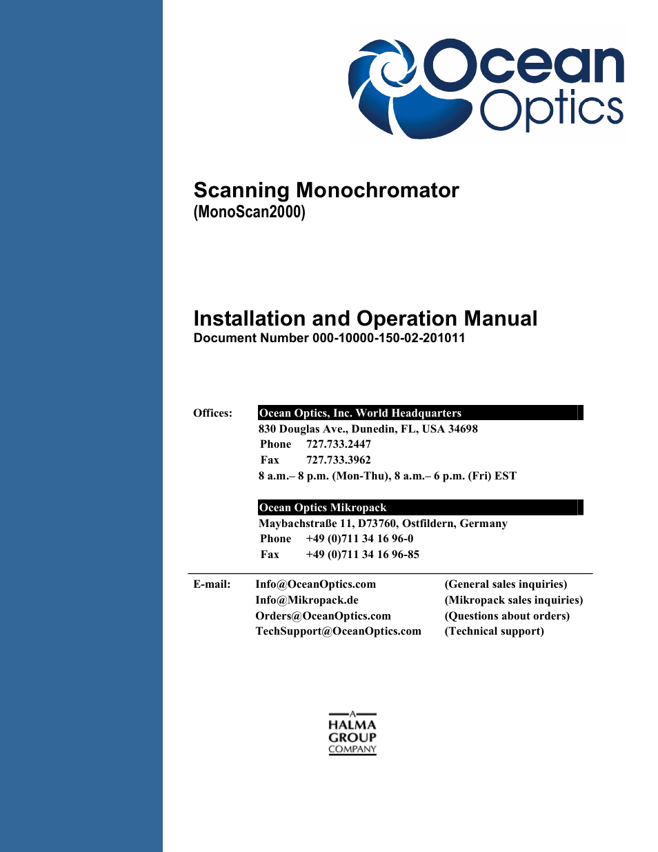 Ocean Optics MonoScan2000 User Manual | 22 pages