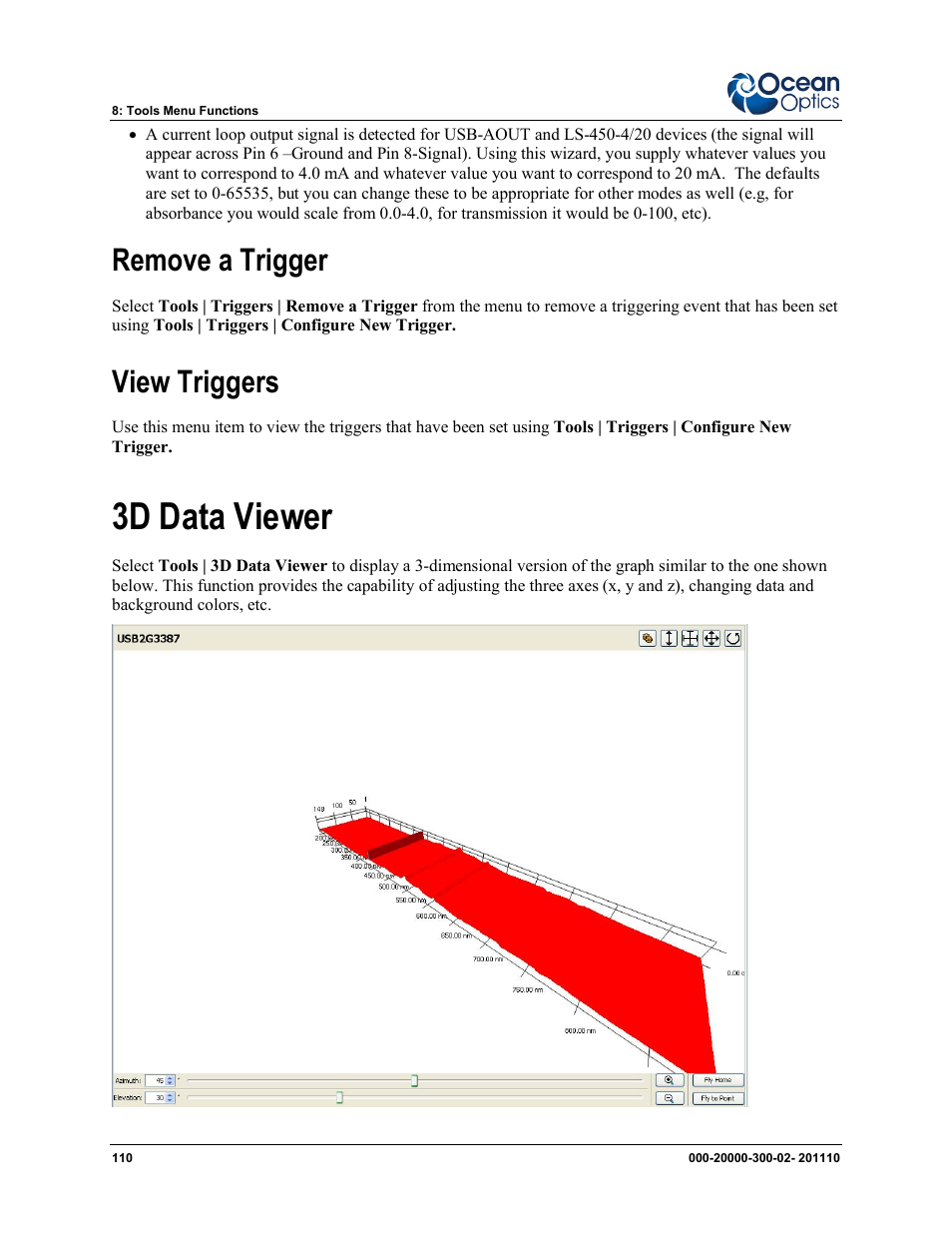 3d data viewer, Remove a trigger, View triggers | Ocean Optics SpectraSuite User Manual | Page 122 / 198