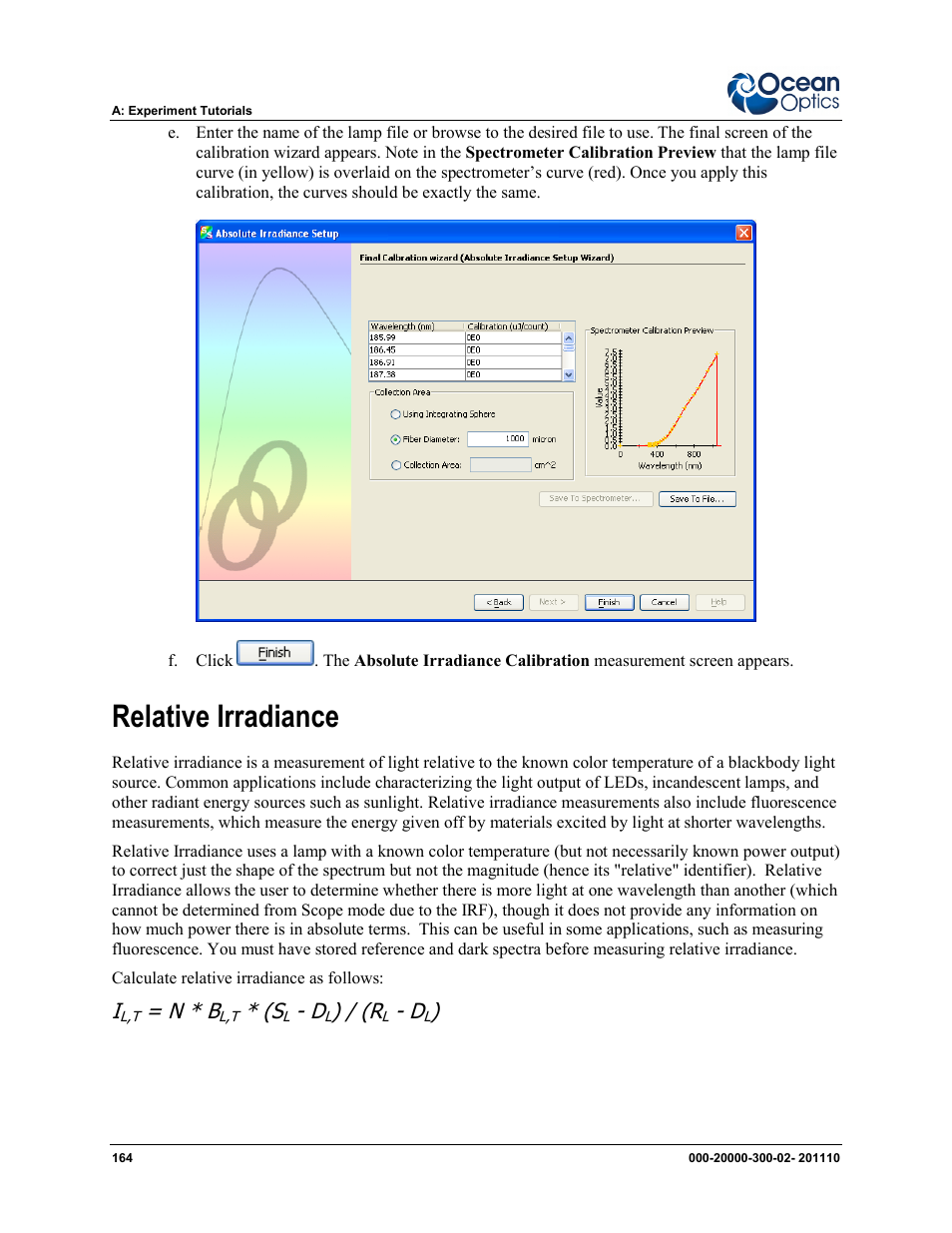 Relative irradiance, N * b | Ocean Optics SpectraSuite User Manual | Page 176 / 198