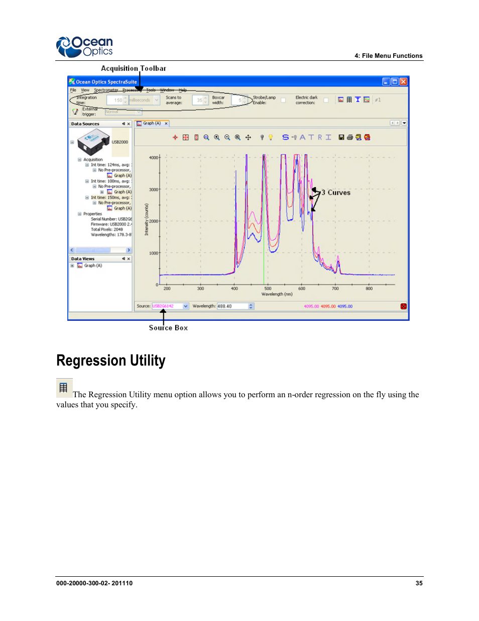 Regression utility | Ocean Optics SpectraSuite User Manual | Page 47 / 198