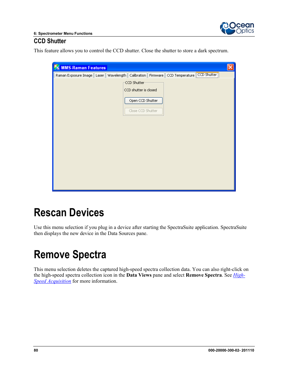 Rescan devices remove spectra, Rescan devices, Remove spectra | Ocean Optics SpectraSuite User Manual | Page 92 / 198