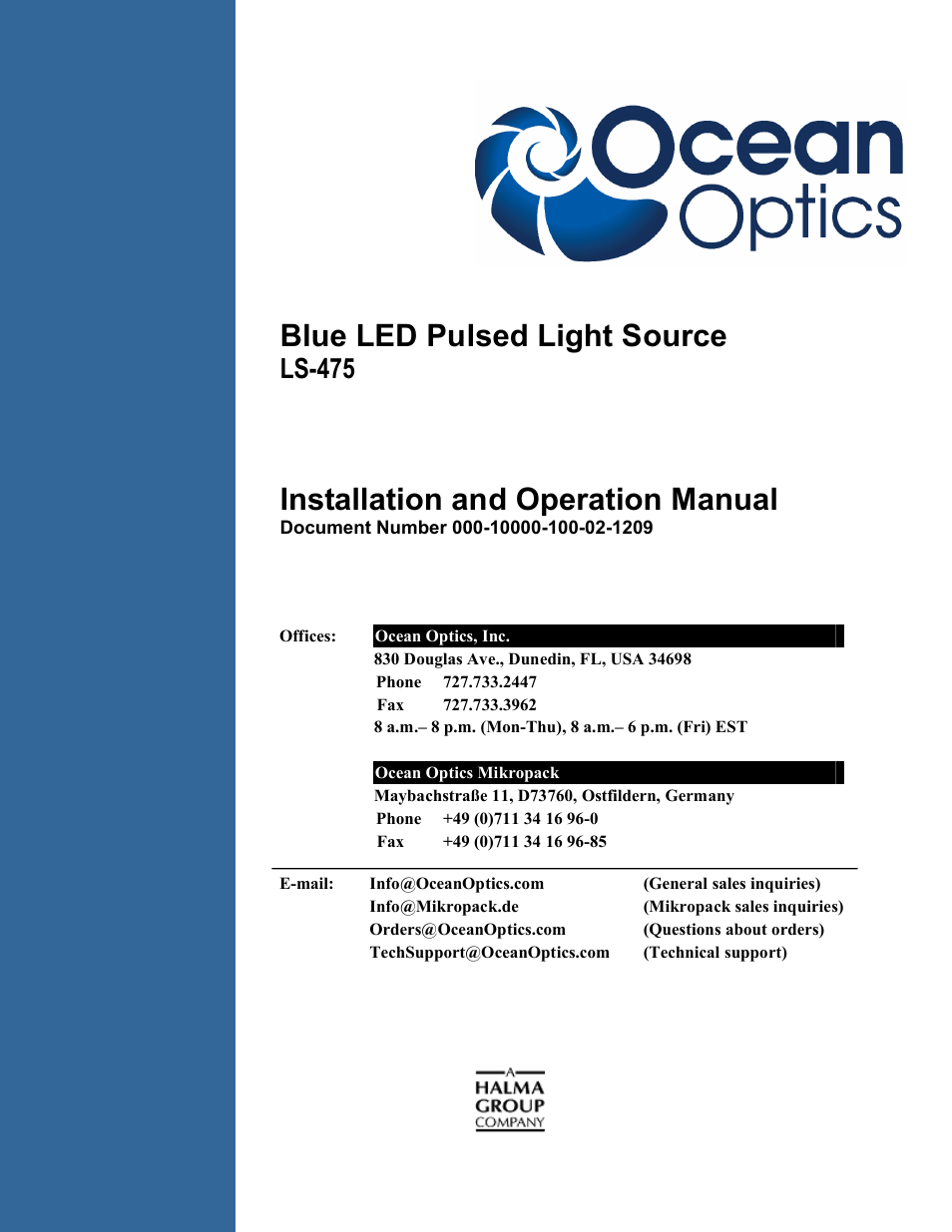 Ocean Optics LS-475 User Manual | 20 pages