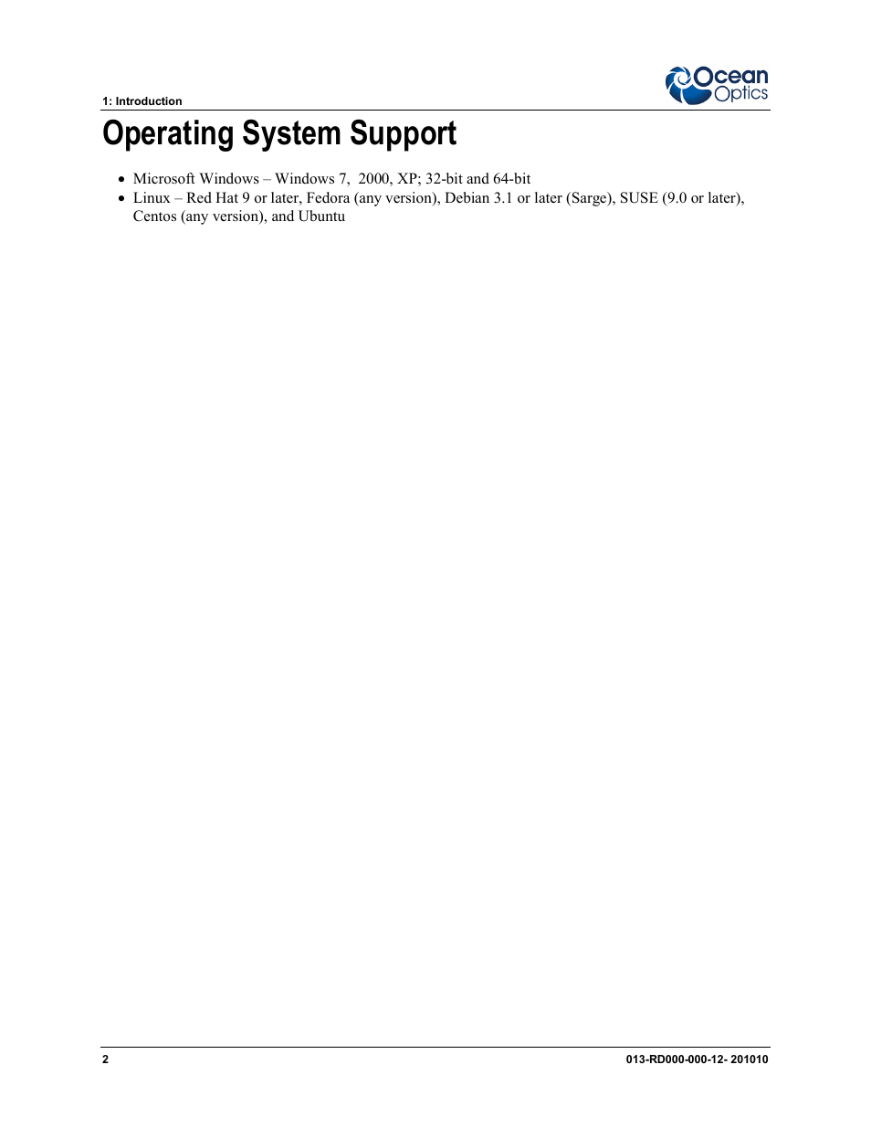 Operating system support | Ocean Optics Jaz Scripting Language and Scripting Engine User Manual | Page 10 / 74