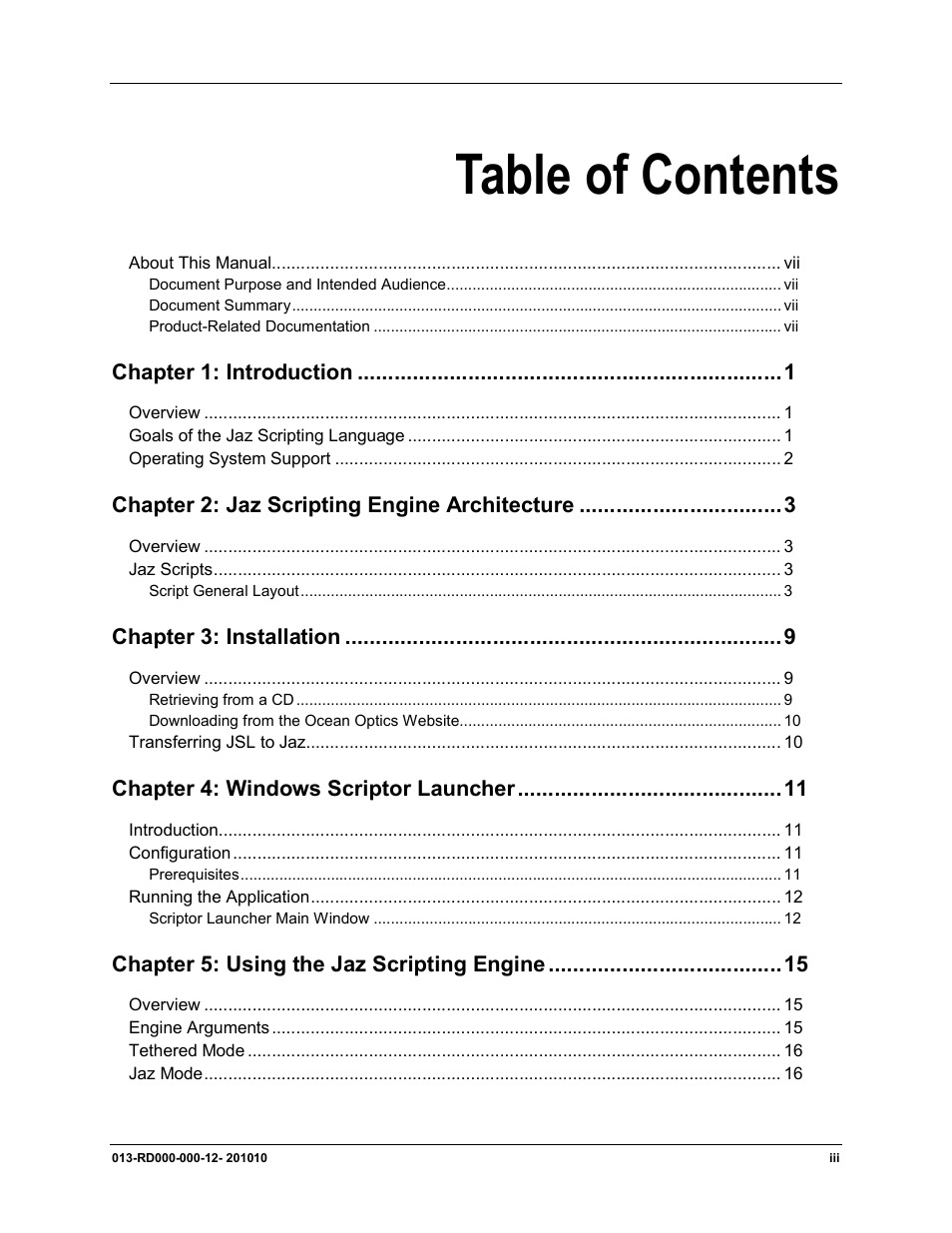 Ocean Optics Jaz Scripting Language and Scripting Engine User Manual | Page 3 / 74