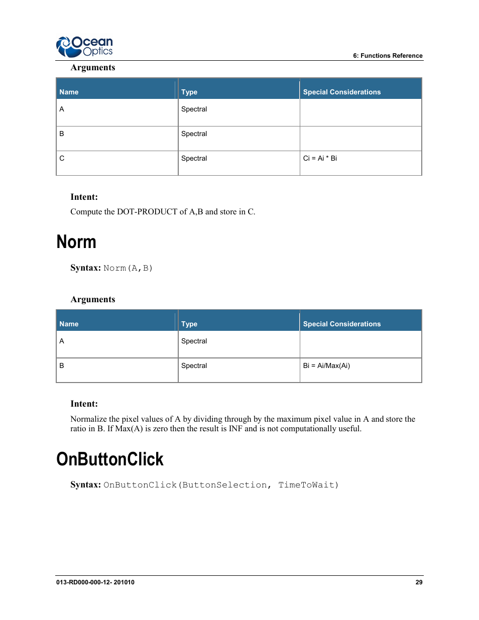 Norm onbuttonclick, Norm, Onbuttonclick | Ocean Optics Jaz Scripting Language and Scripting Engine User Manual | Page 37 / 74