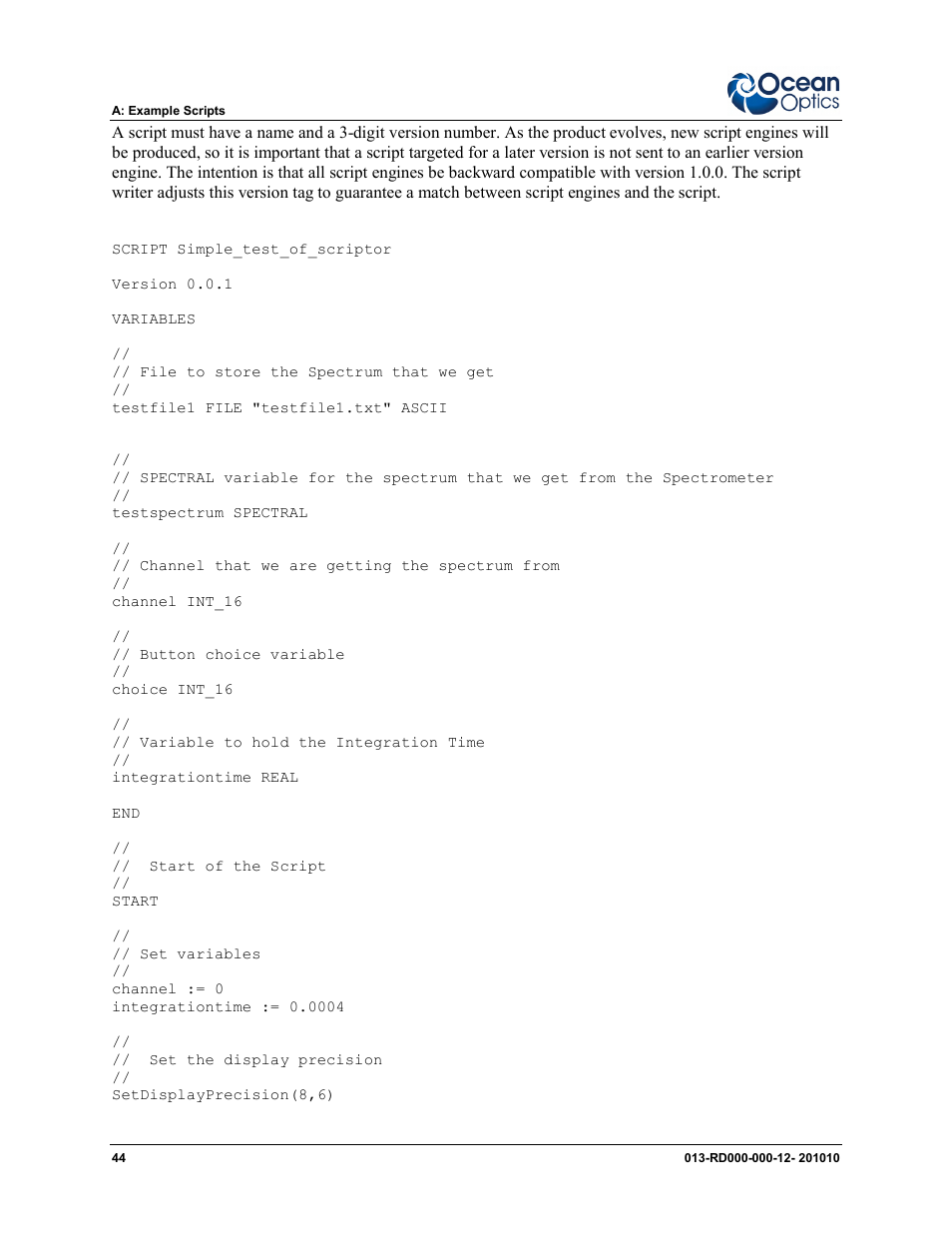 Ocean Optics Jaz Scripting Language and Scripting Engine User Manual | Page 52 / 74