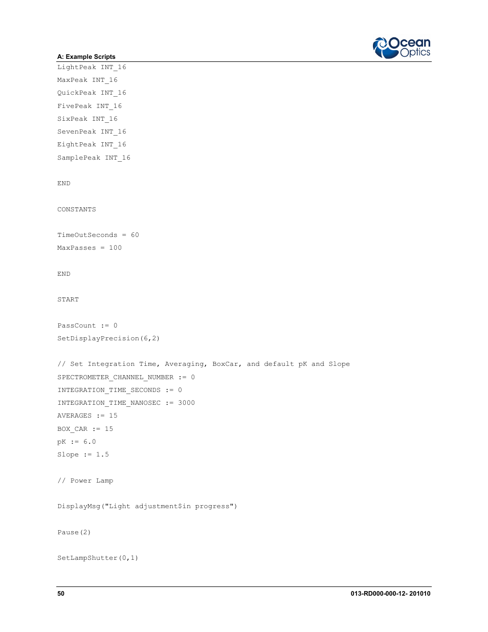 Ocean Optics Jaz Scripting Language and Scripting Engine User Manual | Page 58 / 74