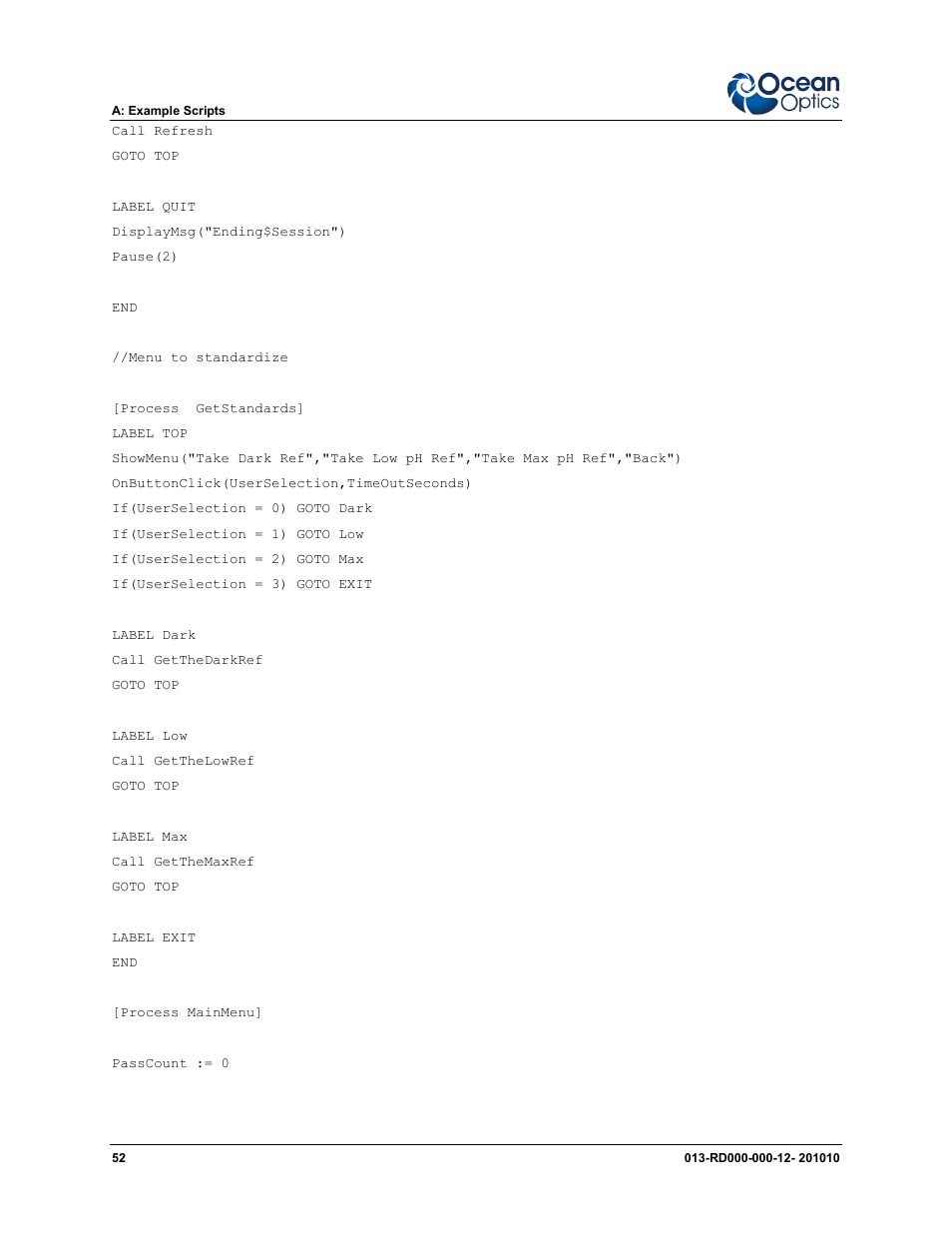 Ocean Optics Jaz Scripting Language and Scripting Engine User Manual | Page 60 / 74