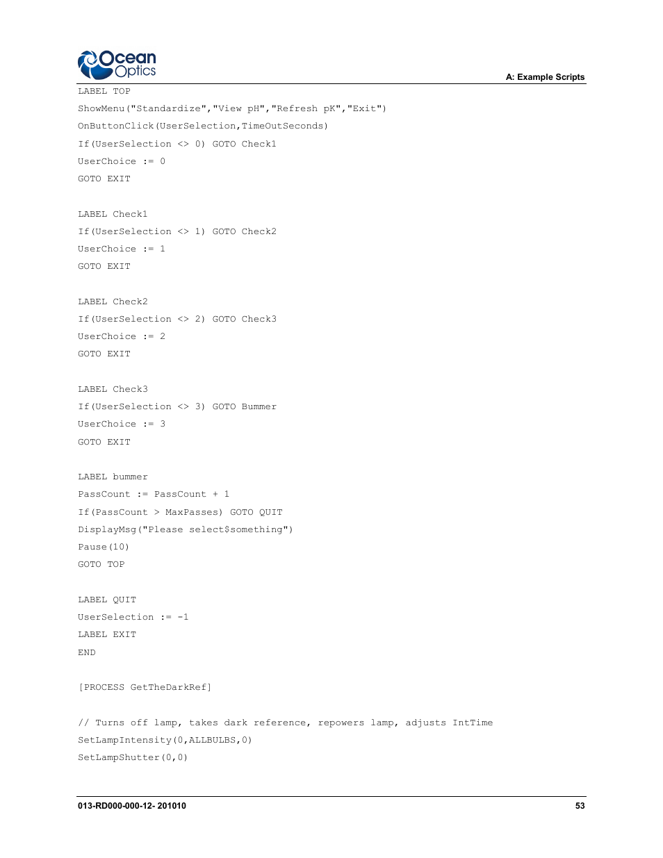 Ocean Optics Jaz Scripting Language and Scripting Engine User Manual | Page 61 / 74