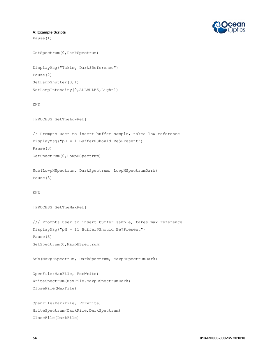 Ocean Optics Jaz Scripting Language and Scripting Engine User Manual | Page 62 / 74