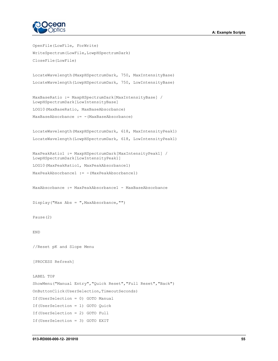 Ocean Optics Jaz Scripting Language and Scripting Engine User Manual | Page 63 / 74