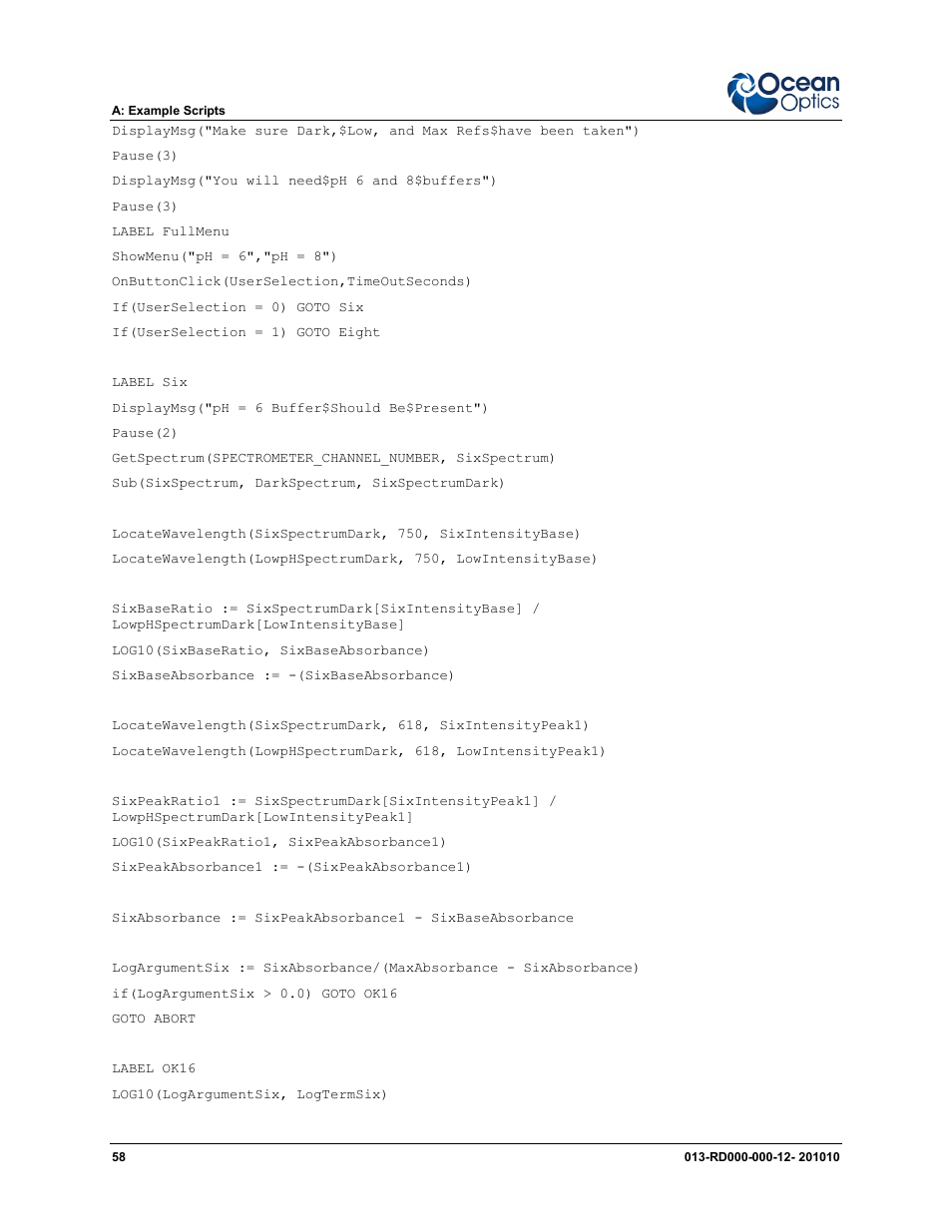 Ocean Optics Jaz Scripting Language and Scripting Engine User Manual | Page 66 / 74