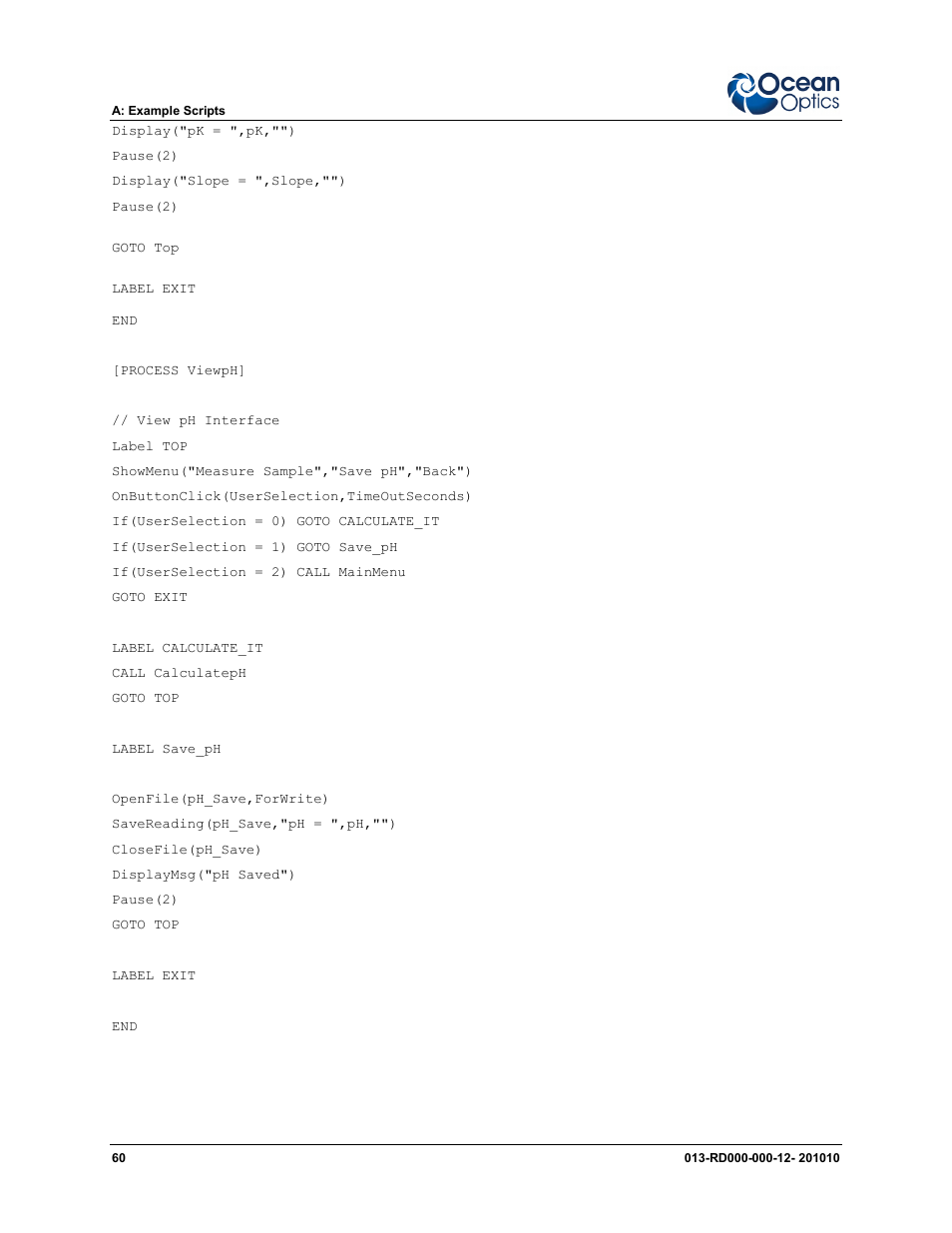 Ocean Optics Jaz Scripting Language and Scripting Engine User Manual | Page 68 / 74