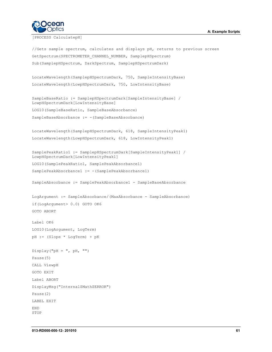 Ocean Optics Jaz Scripting Language and Scripting Engine User Manual | Page 69 / 74