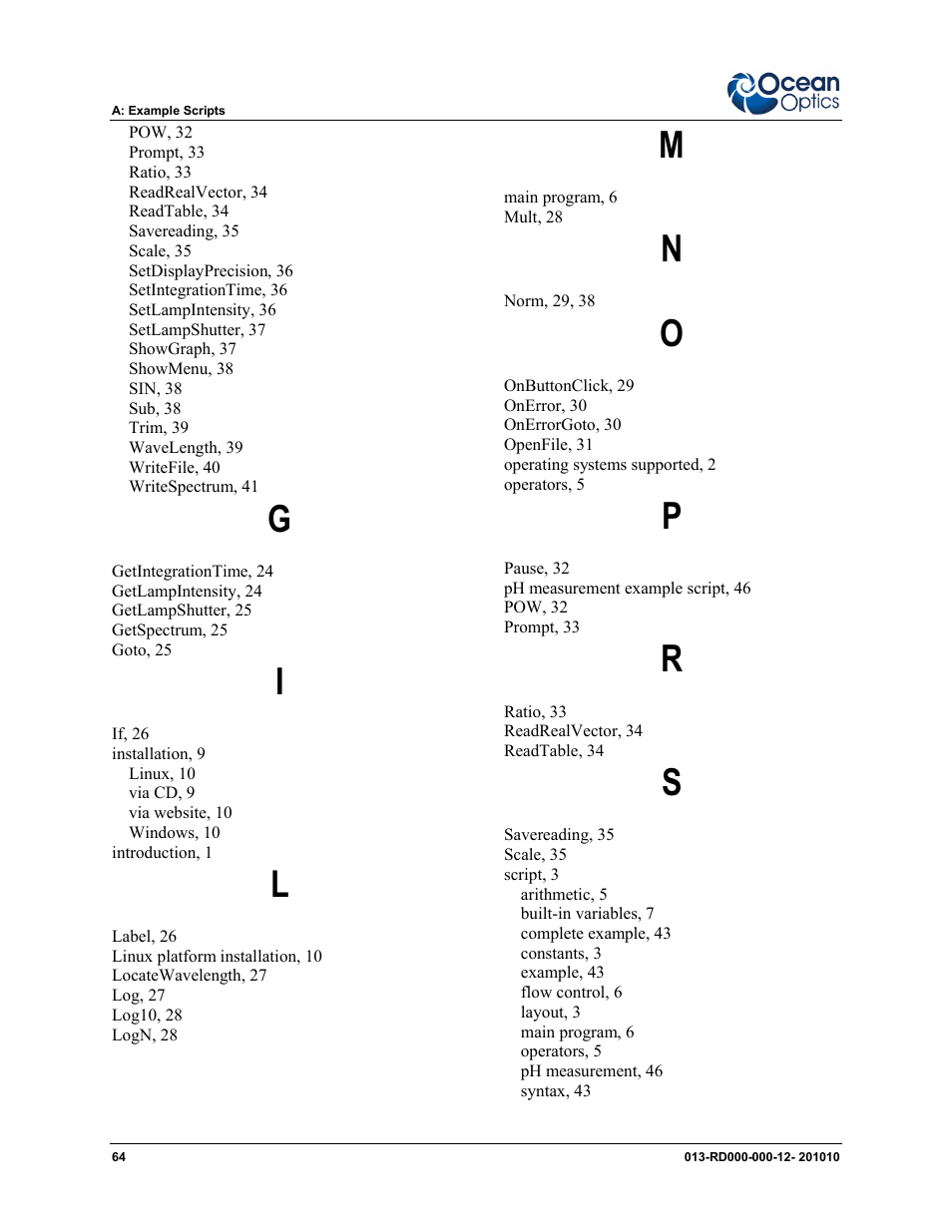 Ocean Optics Jaz Scripting Language and Scripting Engine User Manual | Page 72 / 74