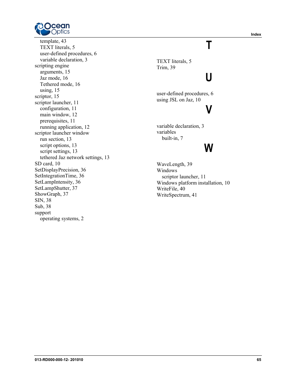 Ocean Optics Jaz Scripting Language and Scripting Engine User Manual | Page 73 / 74