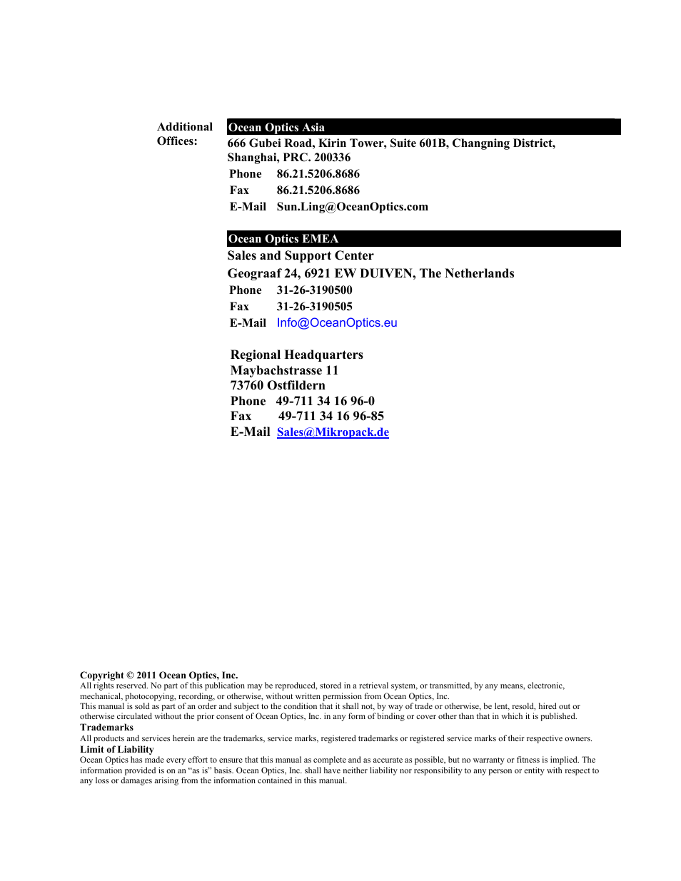 Ocean Optics Overture User Manual | Page 2 / 56