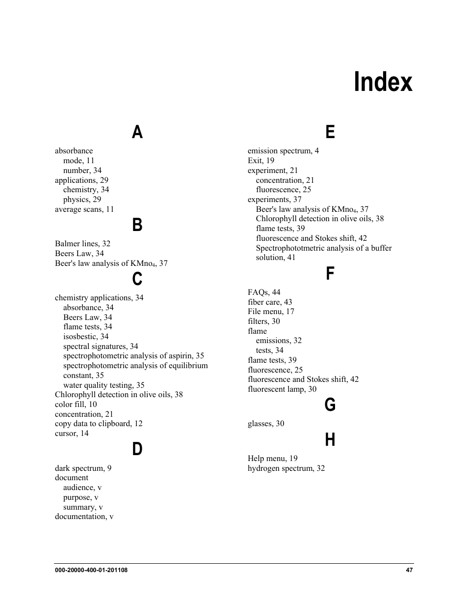 Index | Ocean Optics Overture User Manual | Page 55 / 56