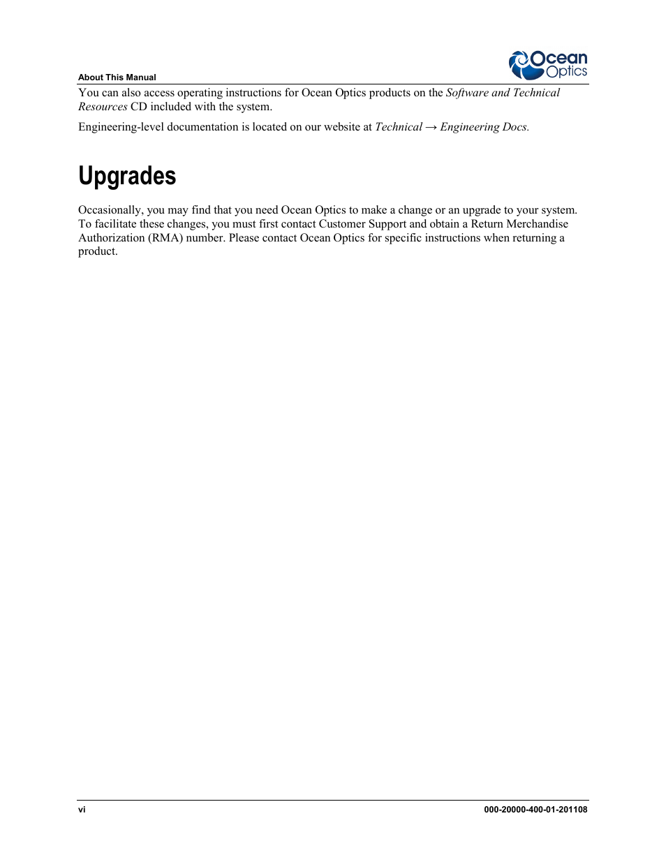 Upgrades | Ocean Optics Overture User Manual | Page 8 / 56