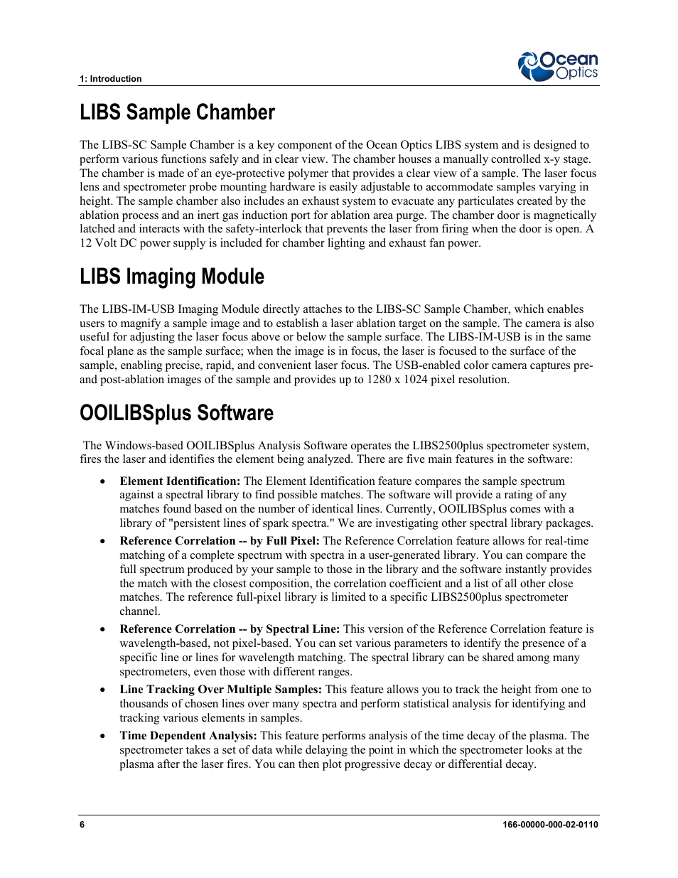 Libs sample chamber, Libs imaging module, Ooilibsplus software | Ocean Optics LIBS2500plus User Manual | Page 16 / 64