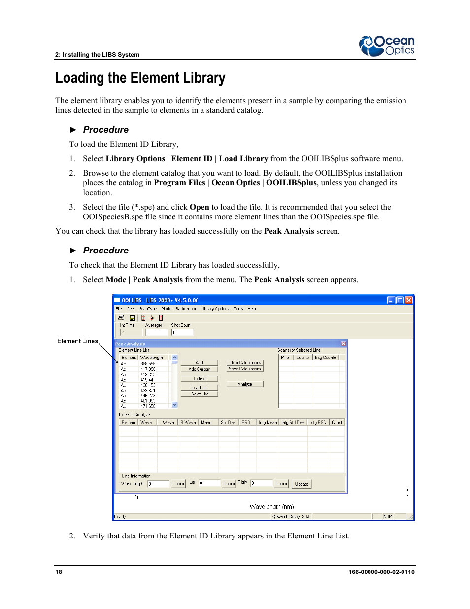 Loading the element library | Ocean Optics LIBS2500plus User Manual | Page 28 / 64