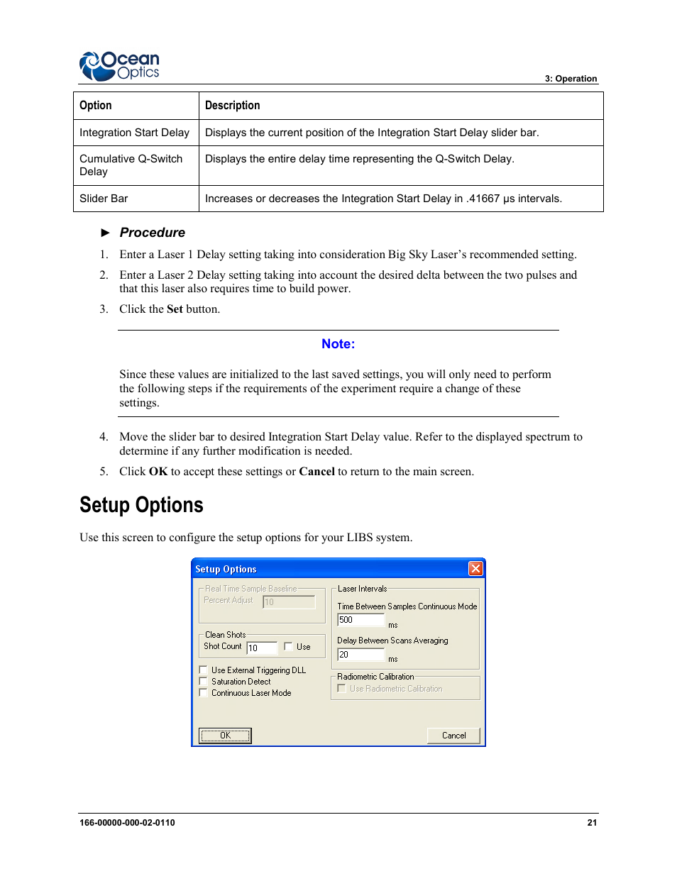 Setup options | Ocean Optics LIBS2500plus User Manual | Page 31 / 64