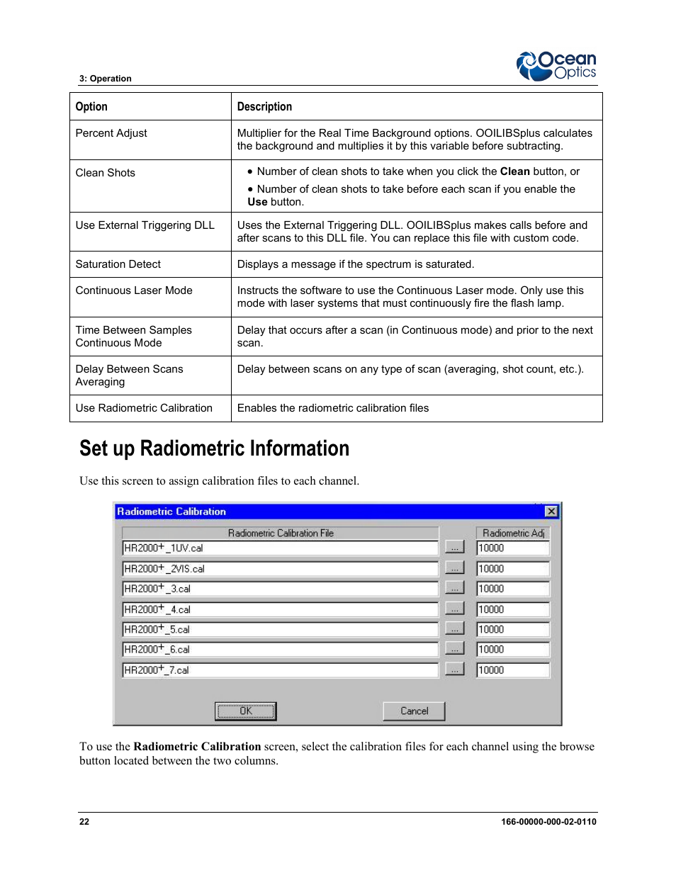 Set up radiometric information | Ocean Optics LIBS2500plus User Manual | Page 32 / 64