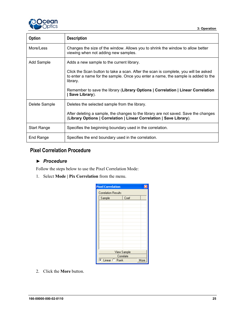 Pixel correlation procedure | Ocean Optics LIBS2500plus User Manual | Page 35 / 64