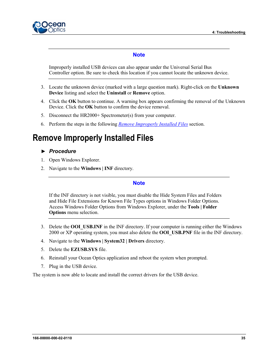 Remove improperly installed files | Ocean Optics LIBS2500plus User Manual | Page 45 / 64