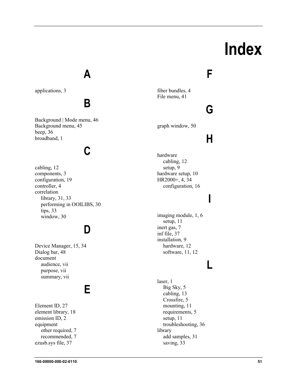 Index | Ocean Optics LIBS2500plus User Manual | Page 61 / 64