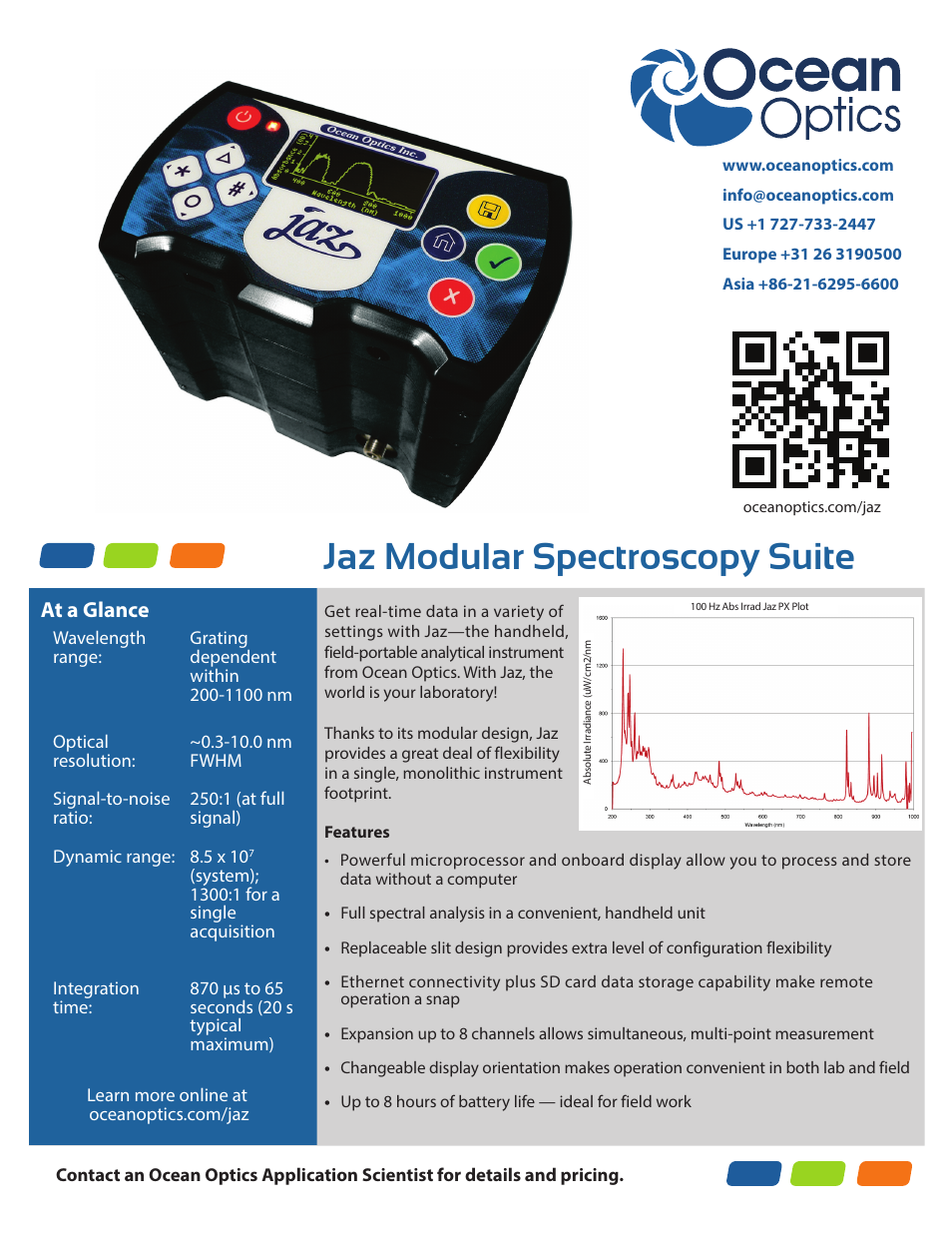 Ocean Optics Jaz Modular Spectroscopy Suite User Manual | 1 page