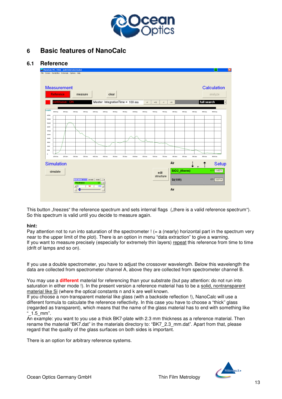 Basic features of nanocalc | Ocean Optics NanoCalc User Manual | Page 14 / 81