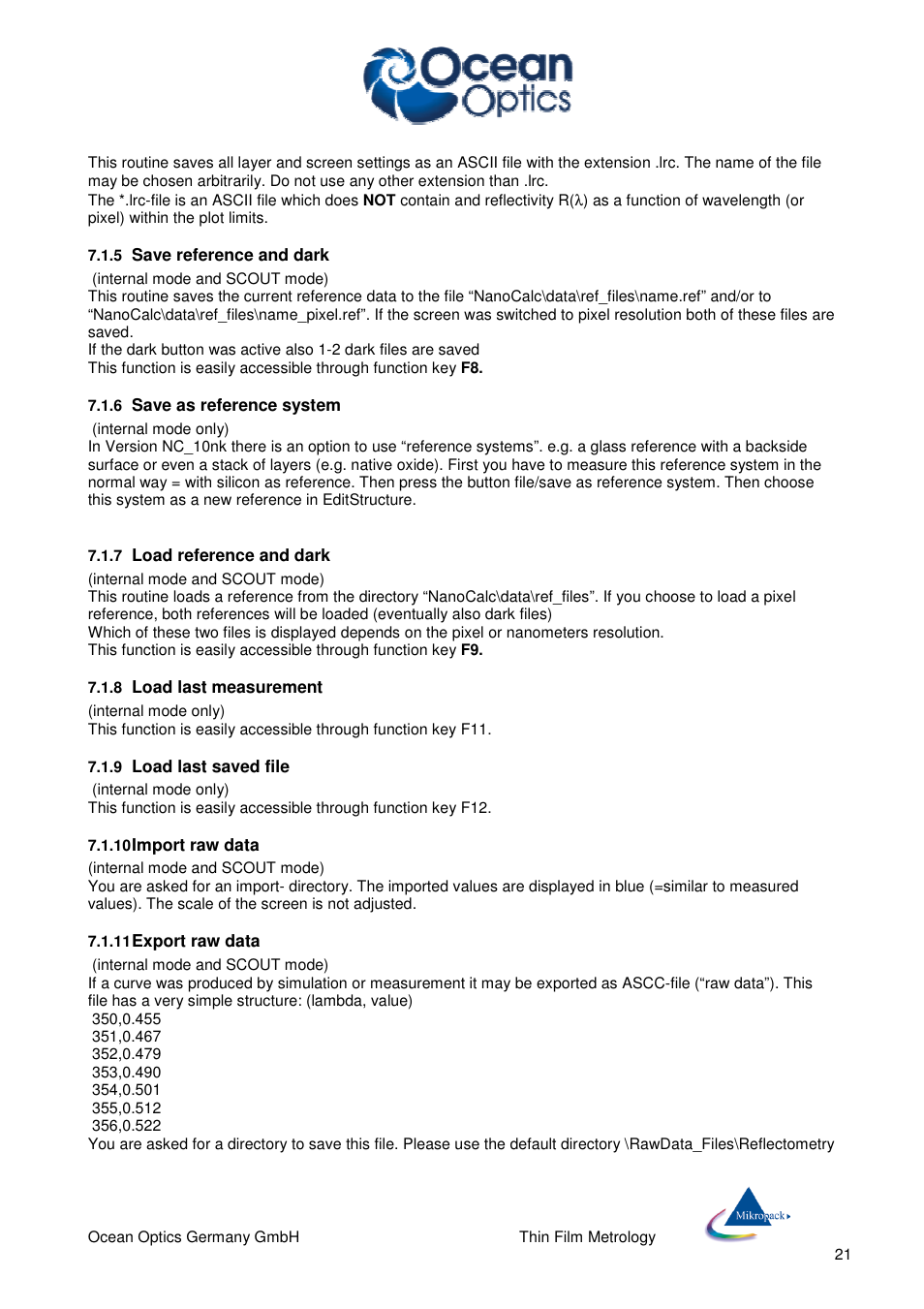 Ocean Optics NanoCalc User Manual | Page 22 / 81