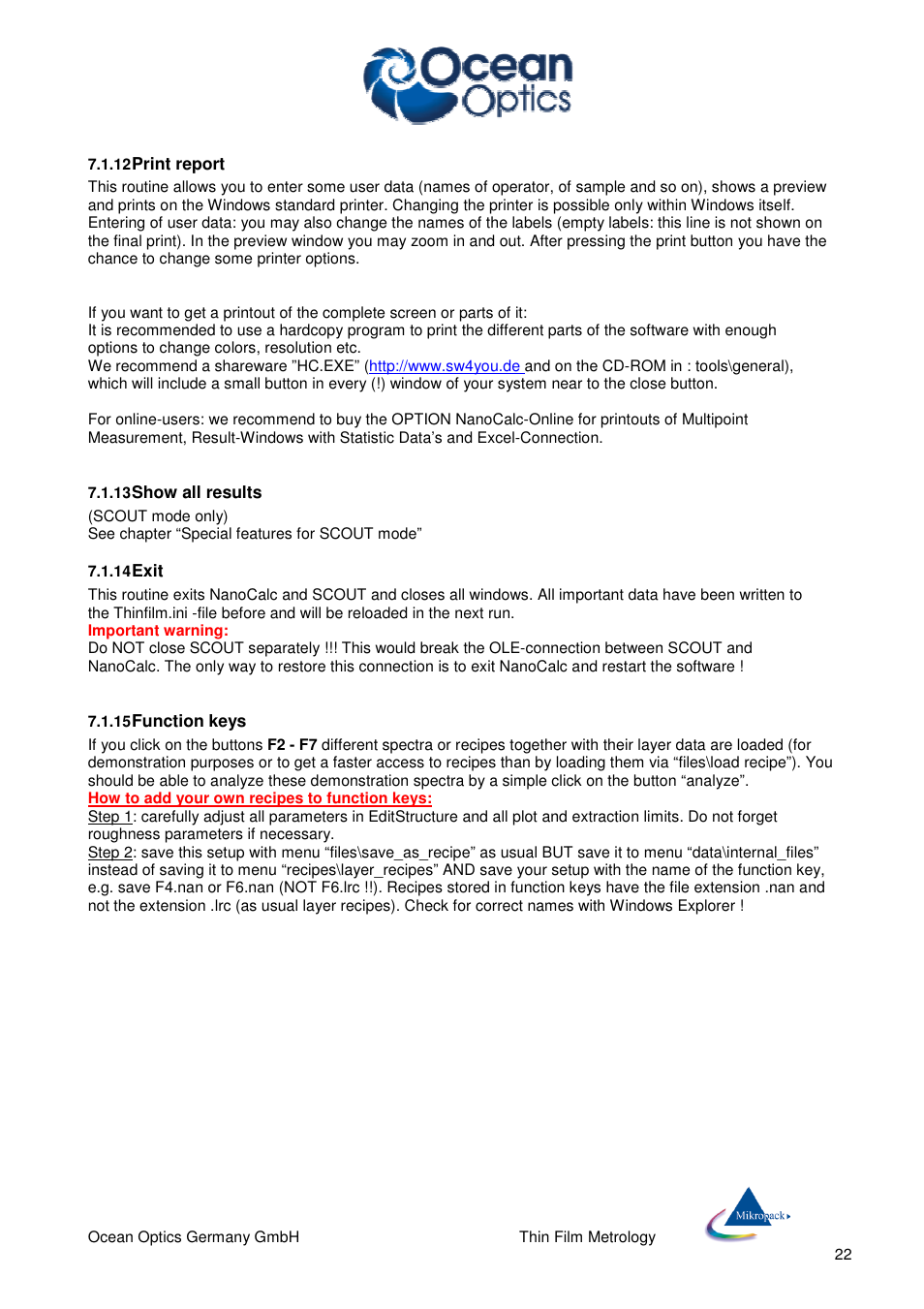 Ocean Optics NanoCalc User Manual | Page 23 / 81