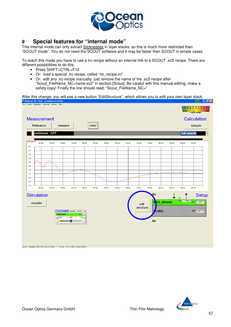 Special features for “internal mode | Ocean Optics NanoCalc User Manual | Page 58 / 81