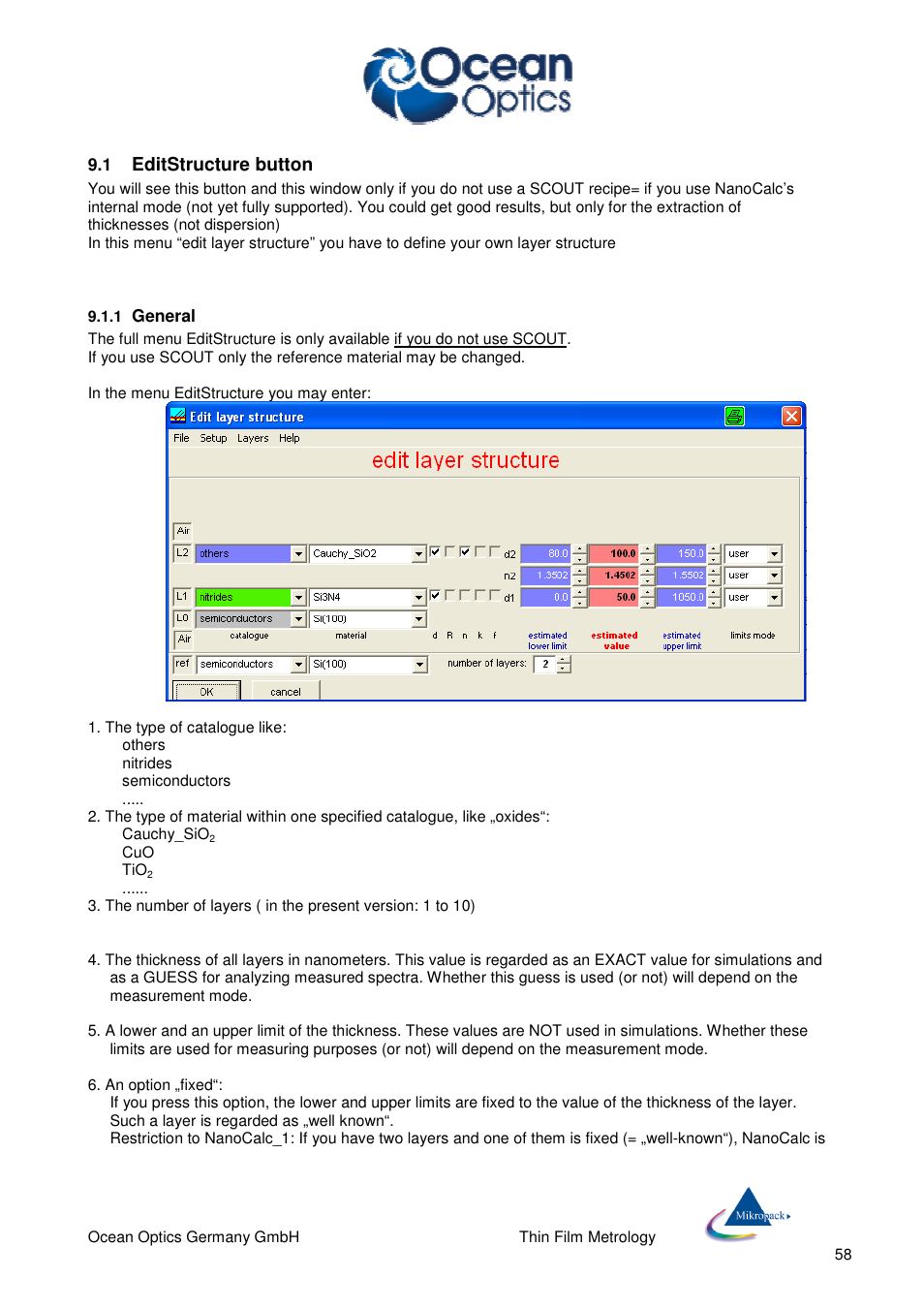 Editstructure button | Ocean Optics NanoCalc User Manual | Page 59 / 81