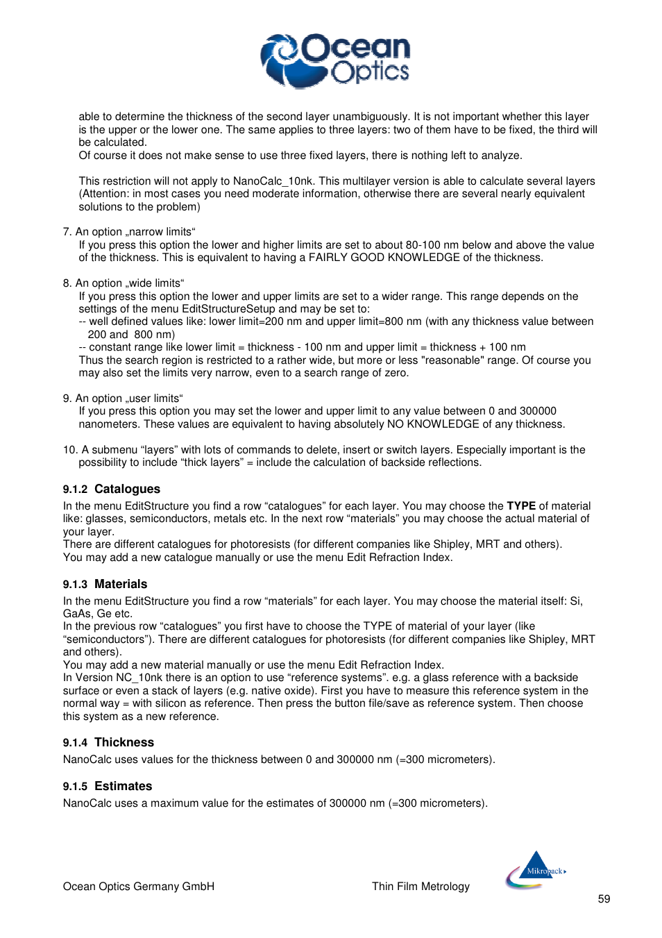 Ocean Optics NanoCalc User Manual | Page 60 / 81