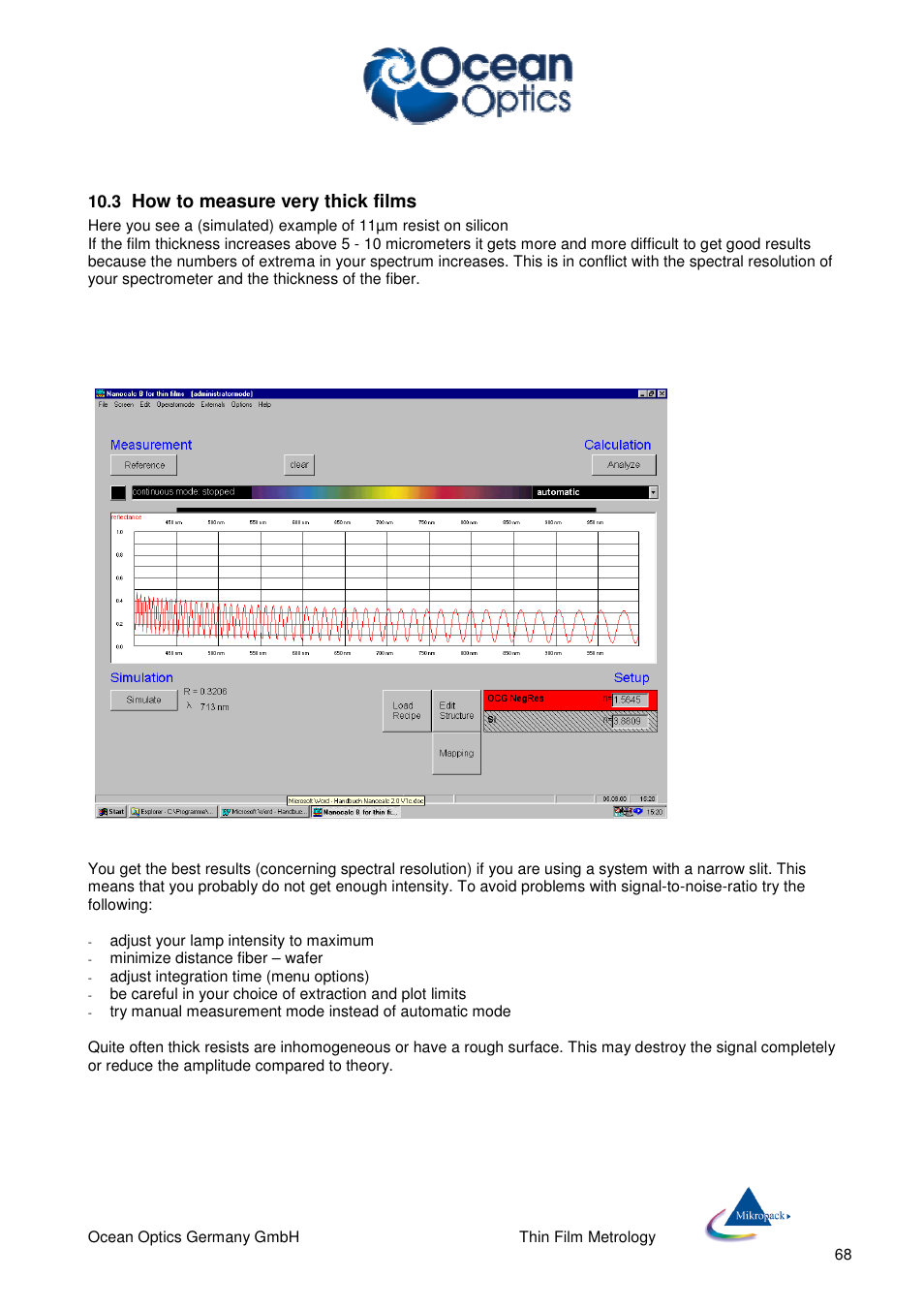 How to measure very thick films | Ocean Optics NanoCalc User Manual | Page 69 / 81