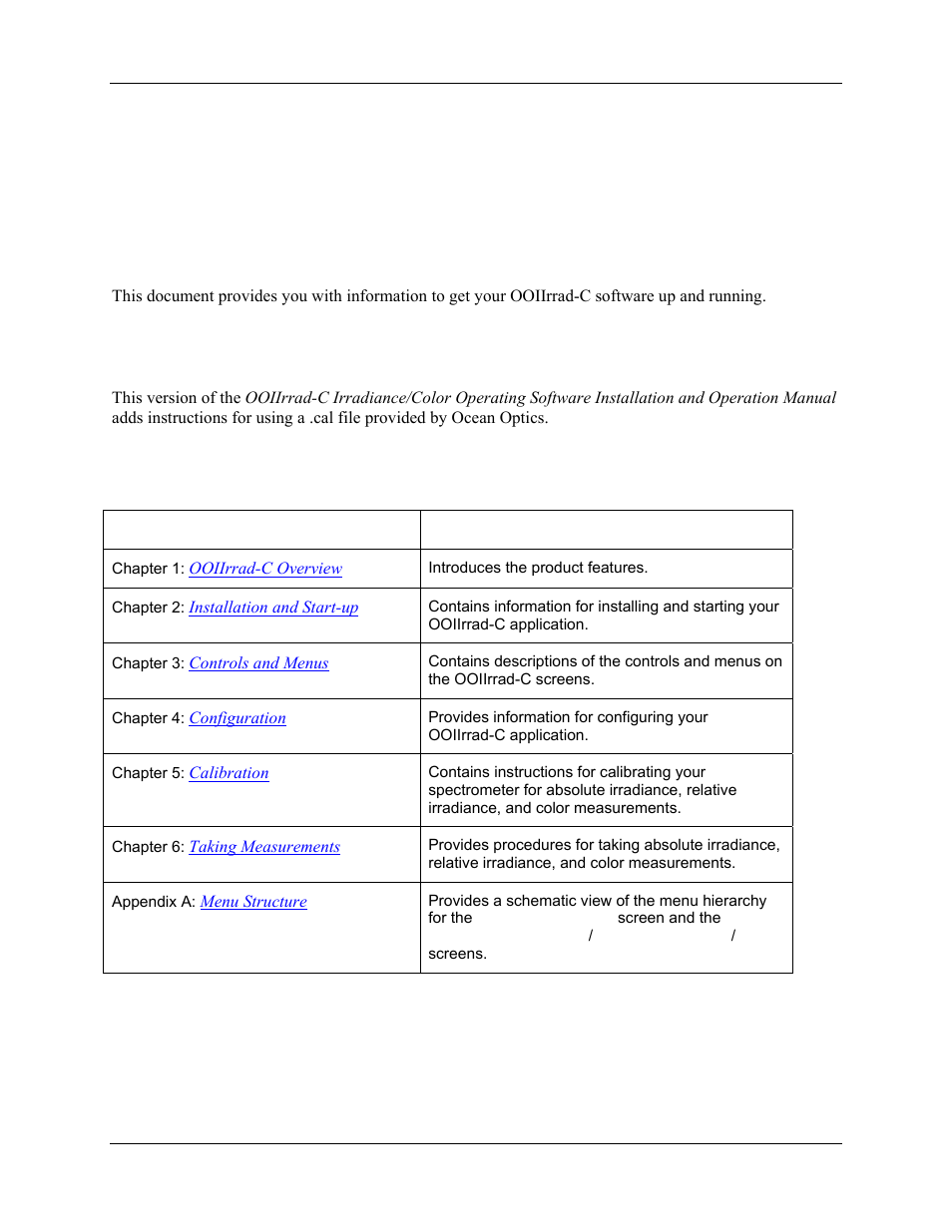 About this manual, Document purpose and intended audience, What’s new in this document | Document summary | Ocean Optics OOIIrrad-C User Manual | Page 5 / 72