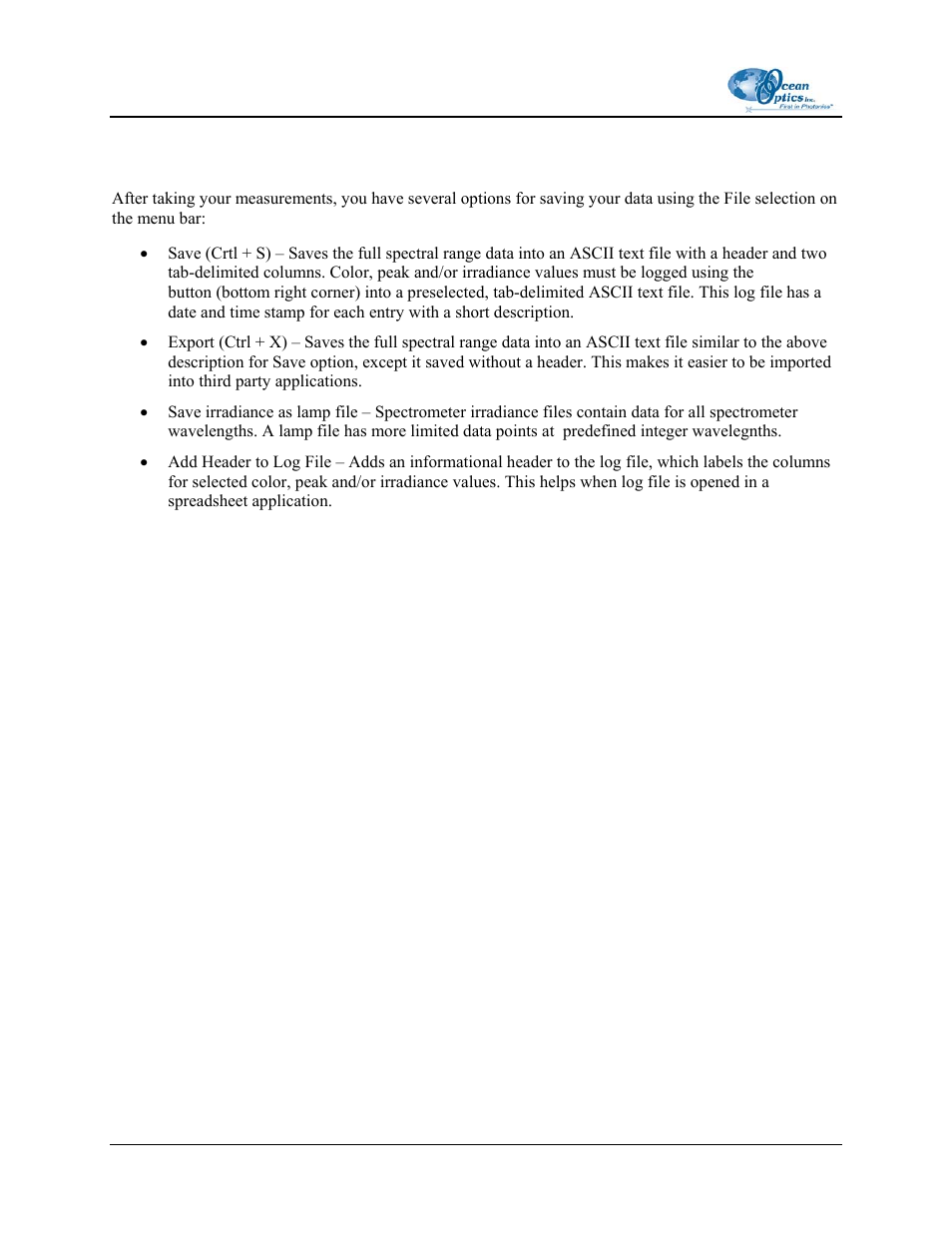 Saving data | Ocean Optics OOIIrrad-C User Manual | Page 66 / 72