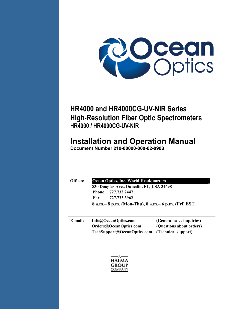 Ocean Optics HR4000CG-UV-NIR User Manual | 38 pages