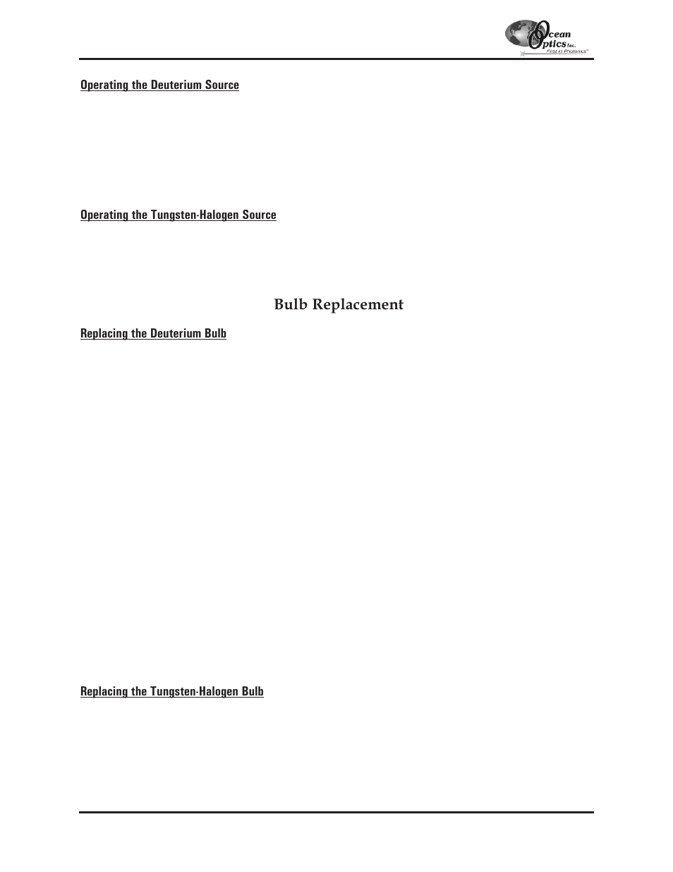 Bulb replacement | Ocean Optics S2000 User Manual | Page 39 / 112