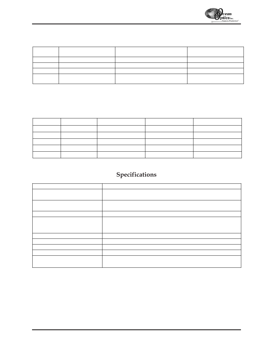 Specifications | Ocean Optics S2000 User Manual | Page 44 / 112