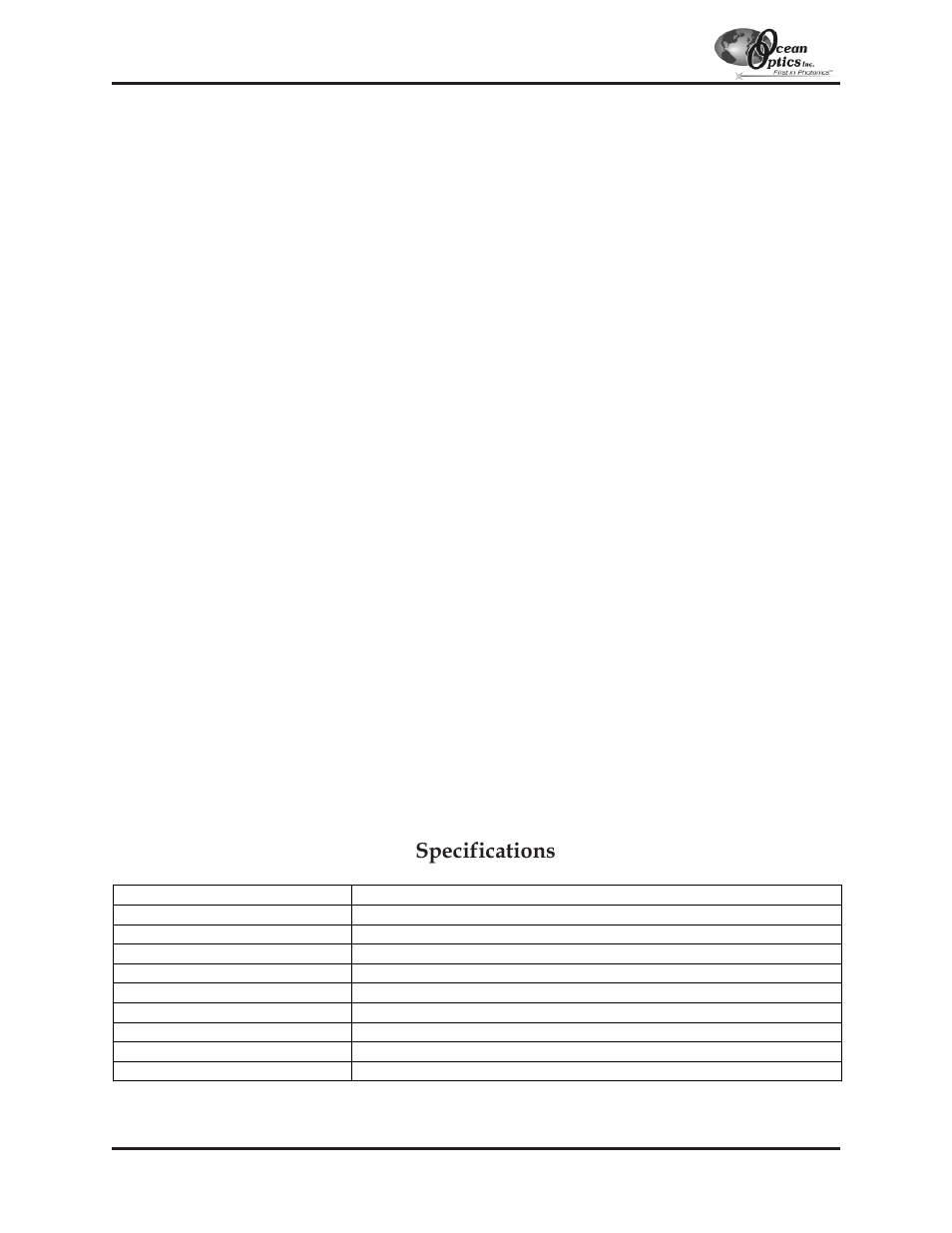 Specifications | Ocean Optics S2000 User Manual | Page 53 / 112