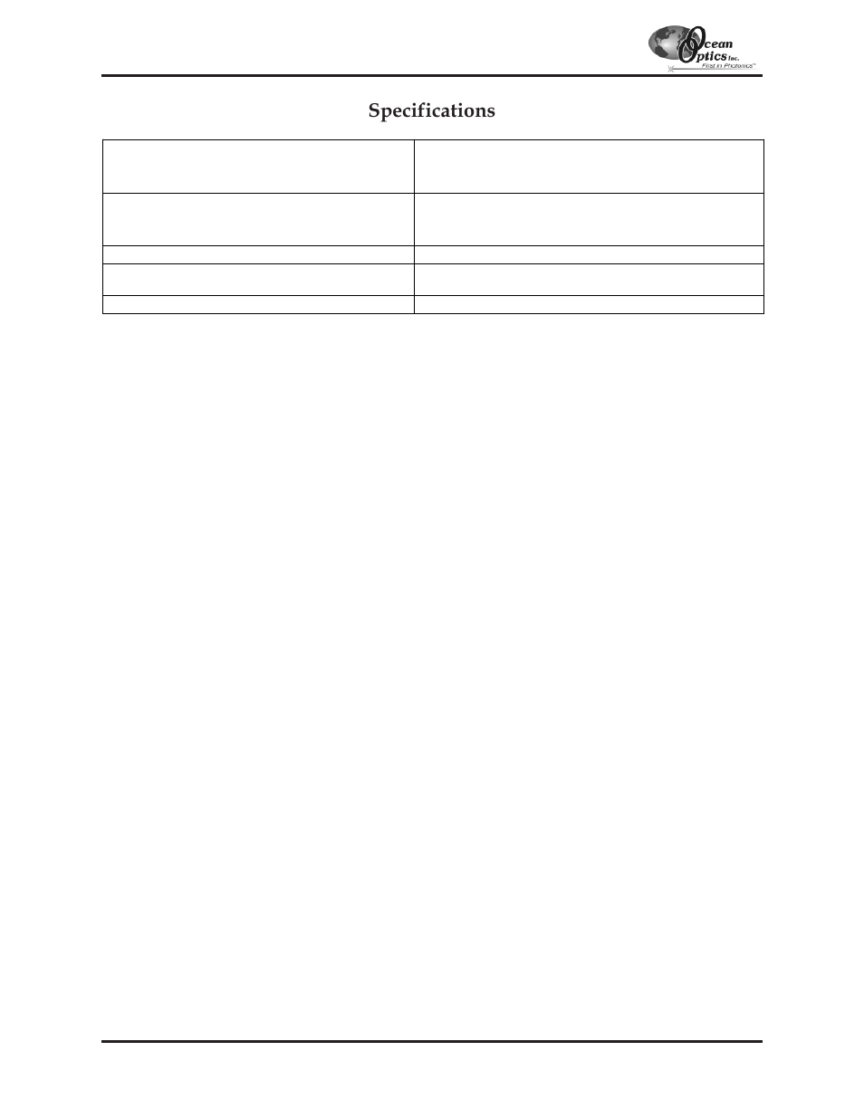 Specifications | Ocean Optics S2000 User Manual | Page 69 / 112