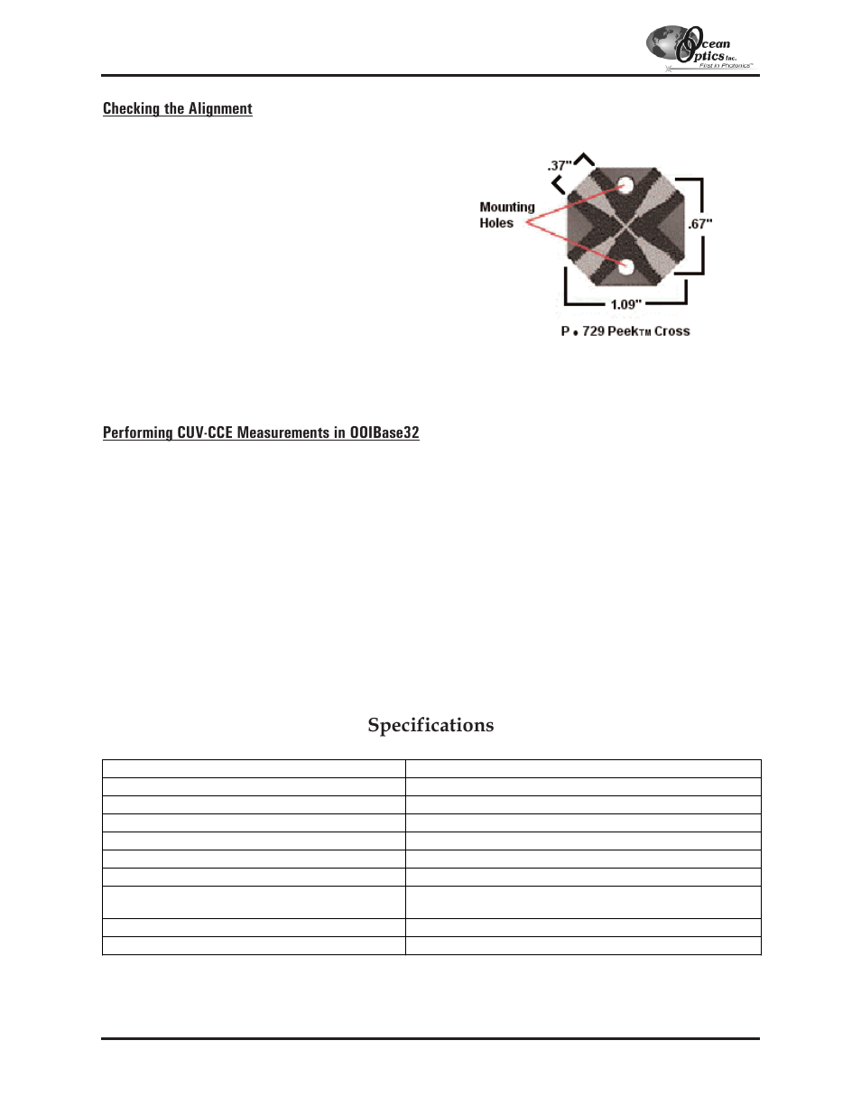 Specifications | Ocean Optics S2000 User Manual | Page 73 / 112