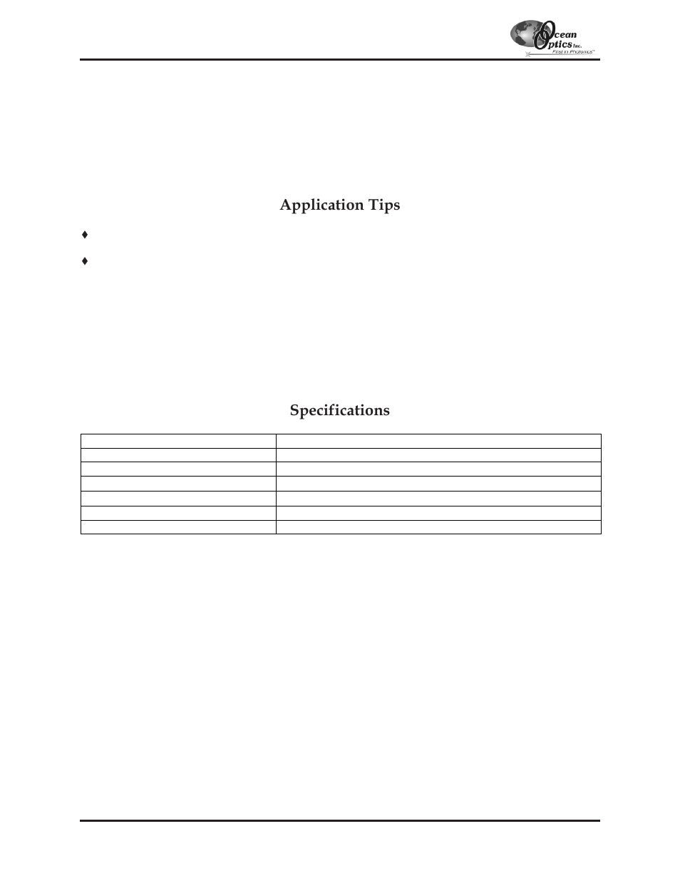 Uv, 74-vis collimating lenses, Application tips, Specifications | Ocean Optics S2000 User Manual | Page 75 / 112