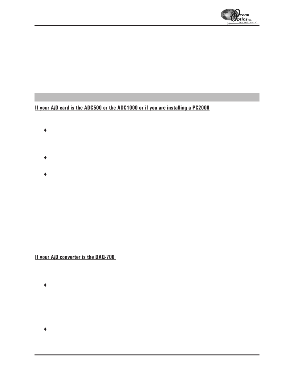 Quick start, Step 1: interface the a/d converter to your pc | Ocean Optics S2000 User Manual | Page 8 / 112