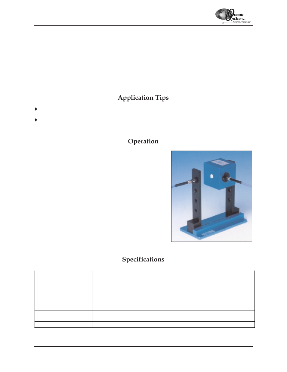 Fois-1, Fois-1 fiber optic integrating sphere, Application tips | Operation, Specifications | Ocean Optics S2000 User Manual | Page 82 / 112