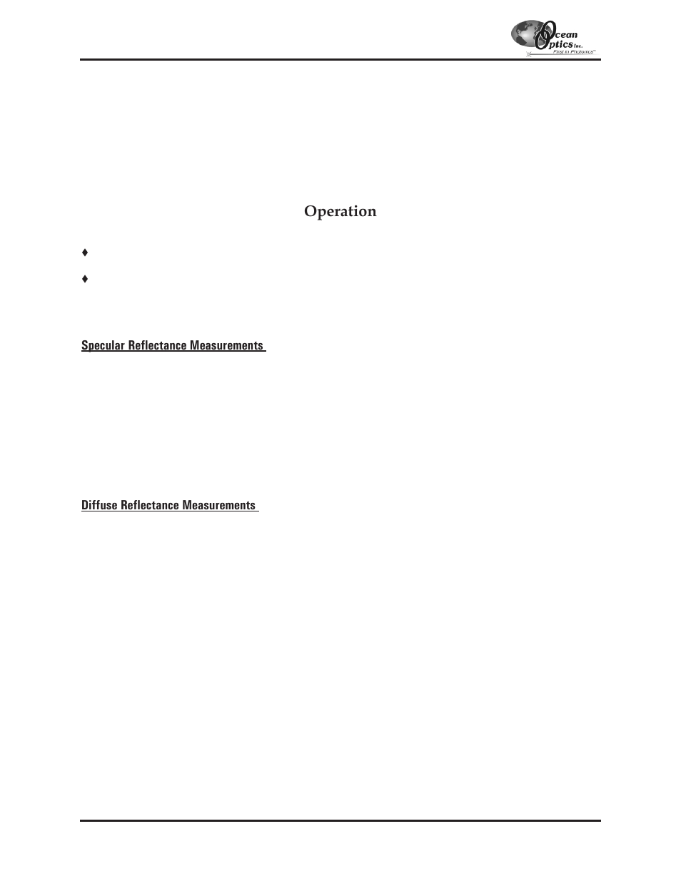 Rph-1, Rph-1 reflection probe holder, Operation | Ocean Optics S2000 User Manual | Page 85 / 112